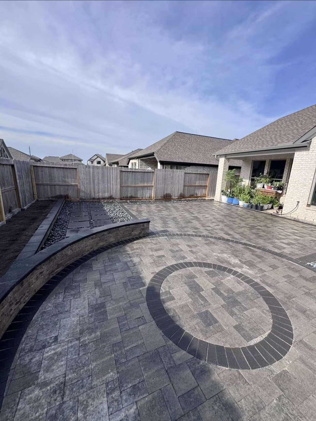 Large custom paver patio completed as previous professional experience